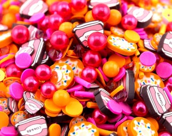 Coffee & Donuts Fake Sprinkle Mix, Kawaii Decoden Sprinkle Mix, Polymer Clay Slices, Fake Sprinkles, Resin and Slime Fillers | NOT EDIBLE!
