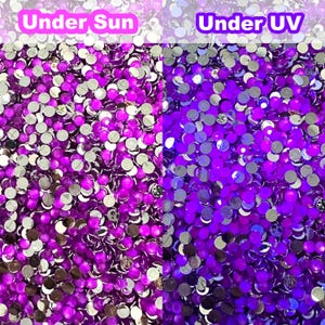 Neon Purple UV Glow Flatback Resin Rhinestones - 3mm 4mm 5mm for Craft, Nail Art & Tumbler Supplies