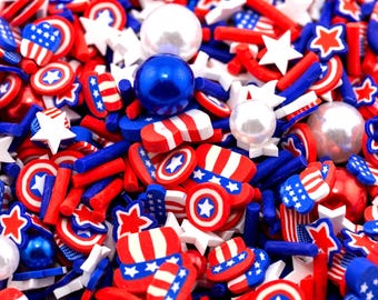 USA Fake Sprinkle Mix 5-10MM, Kawaii Decoden Sprinkles, Polymer Clay Slices, Fake Sprinkles, Slime Fillers | NOT EDIBLE!