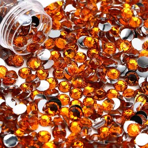 Orange Silver Back Flatback Resin Rhinestones - 2mm 3mm 4mm 5mm 6mm for Craft, Nail Art & Tumbler Supplies
