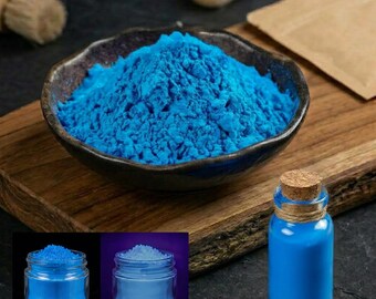 Vibrant Neon Blue Mica Powder – Fluorescent Pigment for Resin, Tumblers, Candles, Paint, Slime, Nails & DIY Crafts