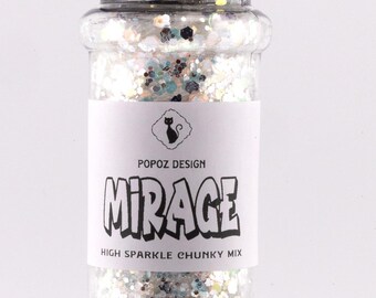 High Sparkle Mirror Chunky Glitter Mix "Mirage" - 2oz. Shaker Jar - Premium Quality Glitter for Crafting, Nail Art, Tumblers & More!