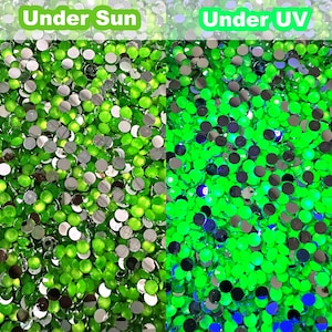 Neon Green UV Glow Flatback Resin Rhinestones - 3mm 4mm 5mm for Craft, Nail Art & Tumbler Supplies