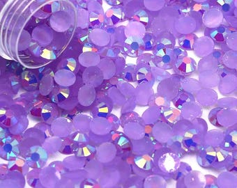 Violet Jelly AB Jelly Flatback Resin Rhinestones - 2mm 3mm 4mm 5mm 6mm for Craft, Nail Art & Tumbler Supplies
