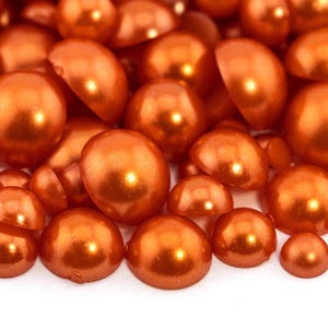 Flatback Pearl Burnt Orange | Sizes 2MM 3MM 4MM 5MM 6MM 8MM 10MM 12MM & Mixed Sizes | Pearl Embellishment for Craft, Nail Art, Tumblers