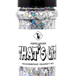 Holographic Chunky Glitter Mix &quot;That&#39;s Lit!&quot; - 2oz. Shaker Jar - Premium Quality Glitter for Crafting, Nail Art, Tumblers & More!