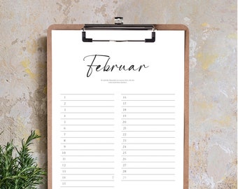 12-month calendar in DIN A4 format as a digital download for self-printing, as a perpetual calendar, birthdays, as a family planner