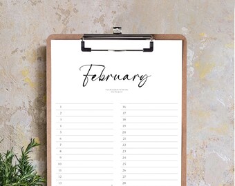 12-month calendar, English version, as a digital download for self-printing, as a perpetual calendar, birthdays, as a family planner