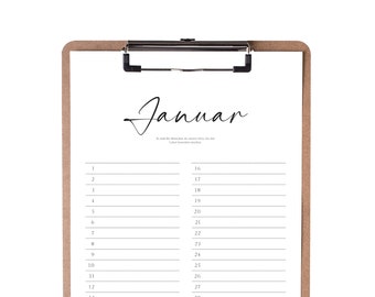 12 monthly calendar with clipboard in DIN A4 as a perpetual calendar with individual months, birthdays, as a family planner