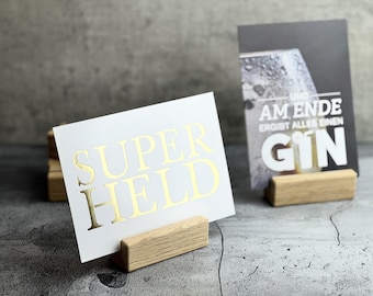 Slim place card holders made of FSC®-certified oak – set of 4 for weddings, celebrations & stylish presentation in 8 cm