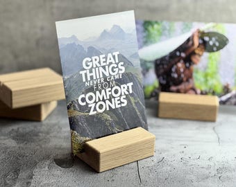 Oak card holders – set of 4 with central groove for weddings, celebrations & businesses, 8 cm