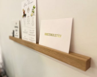 Narrow elegant picture rail - photo rail made of natural oak wood, wall board for pictures, hanging with and without drilling possible