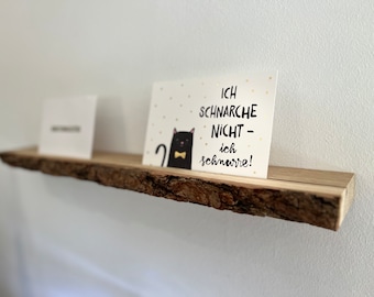 Picture ledge with bark - photo ledge made of natural oak wood, various sizes, wall shelf for pictures
