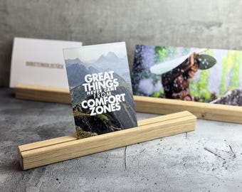 Slim, elegant place card holder made of FSC®-certified oak | Wooden card holder | Card strip for photos, postcards & pictures