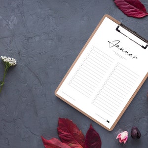 12-month calendar with clipboard in DIN A4 format, a perpetual calendar with individual months, birthdays, and family planner. image 3