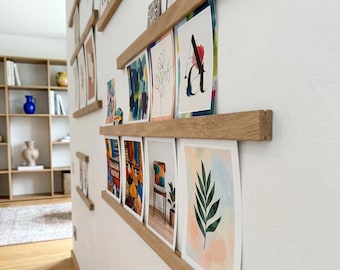 Modular picture rail system made of FSC®-certified oak – for gluing and clamping | System for pictures, photos and postcards