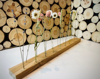 Flower bar "Flower Rush" made of solid oak including dried flowers, elegant oak table decoration for dried flowers, flower wreath