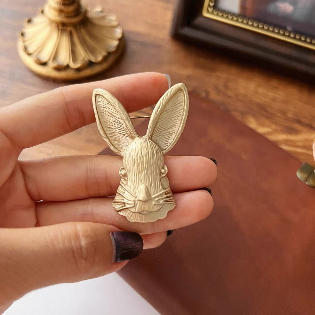 Vintage Rabbit Broochbunny Brooch With Big Earsrabbit Pin Etsy
