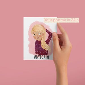 Tarjeta de felicitación con retrato personalizado, tarjeta física o digital personalizada, ilustración personalizada, regalo único, tarjeta hecha a mano, dibujo de rostro personalizado
