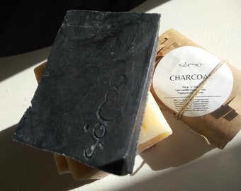 ACTIVATED CHARCOAL Detoxifying Bar Soap, Vegan, Natural soap, body face soap, pine eucalyptus rosemary, acne soap, oily skin soap palm free