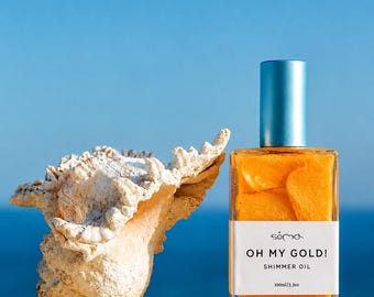 Golden Glow Vanilla Body Oil – Handcrafted Botanical Shimmer with Cocoa Infusion