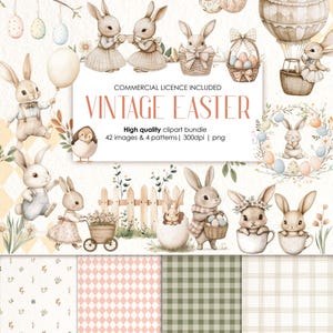 Easter Clipart Digital Watercolor, Easter Bunny, Spring, Spring Nursery, Spring Bunnies, High Quality PNG