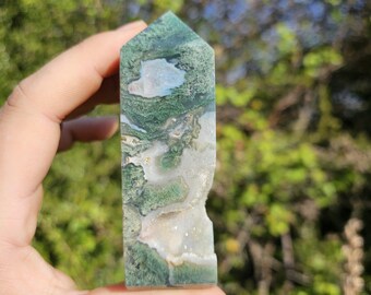 モスアゲートタワー、ポイント – 本物の天然鉱物コレクション - Etsy 日本