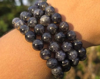 Natural 10mm Iolite Bracelet, Gemstone Crystal Jewellery - Item #69