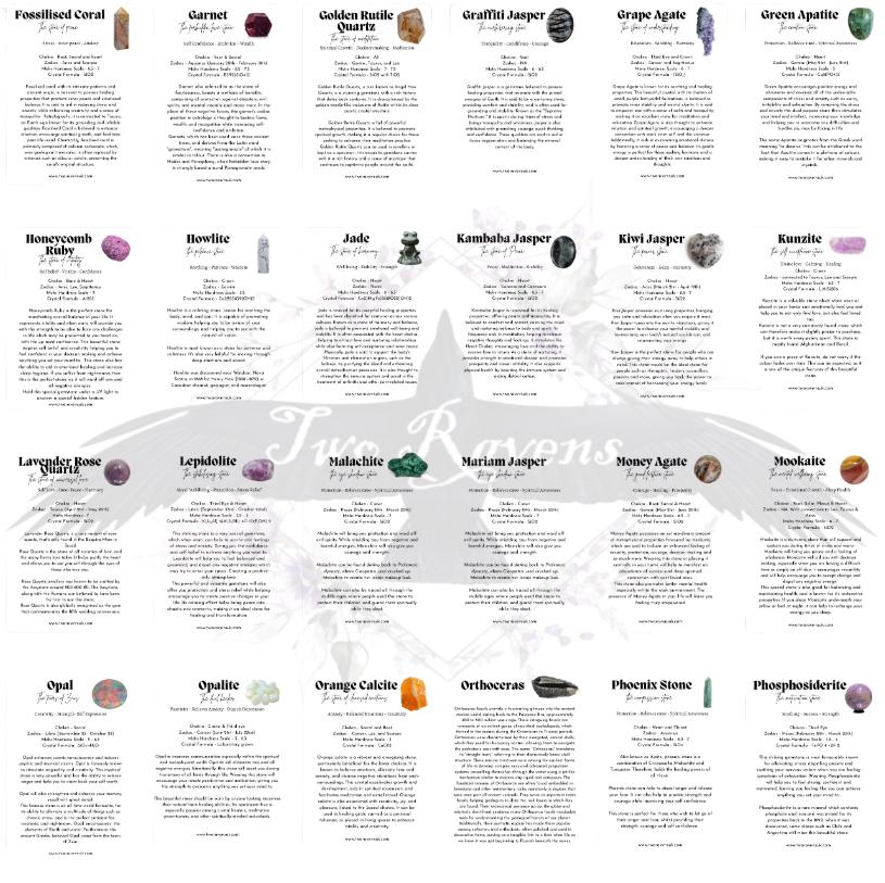 150 Crystal Meaning Cards – Printable Gemstone Info PDF Set With Chakra ...