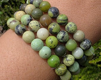 Grünes Chrysopras Armband: Edelstein Kristall Heilschmuck