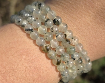 6mm Prehnite Bracelet: Gemstone Crystal Jewellery - Item #341