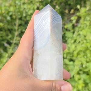 Agate Quartz Tower Point Natural Gemstone Wand Polished Obelisk Healing Crystal