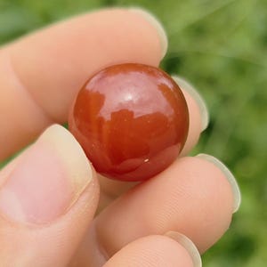 Mini Carnelian Sphere  Mineral Specimen - Smooth Round Polished Natural Stone Ball Specimen