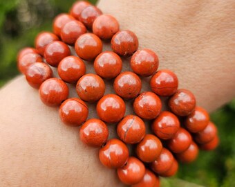 Roter Jaspis Armbänder - Natur - 8 mm Edelsteinperlen