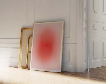 Póster de aura roja, arte de aura degradado, impresión de arte de pared de aura rosa
