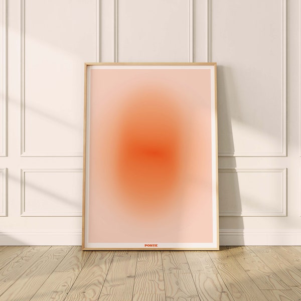 Orange Aura Poster Print, Wall Art Print trendy apartment decor, college dorm decor, Digital Poster, Printable