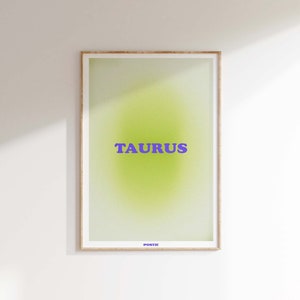 Taurus Green Aura Poster, Gradient Aura Art Print, Taurus Art, Astrology, Star Sign, Wall Art Print, Digital Poster, Printable image 2