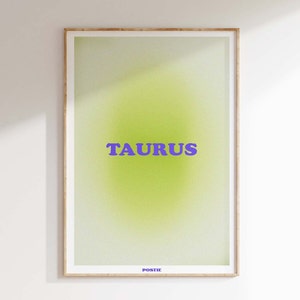 Taurus Green Aura Poster, Gradient Aura Art Print, Taurus Art, Astrology, Star Sign, Wall Art Print, Digital Poster, Printable image 3