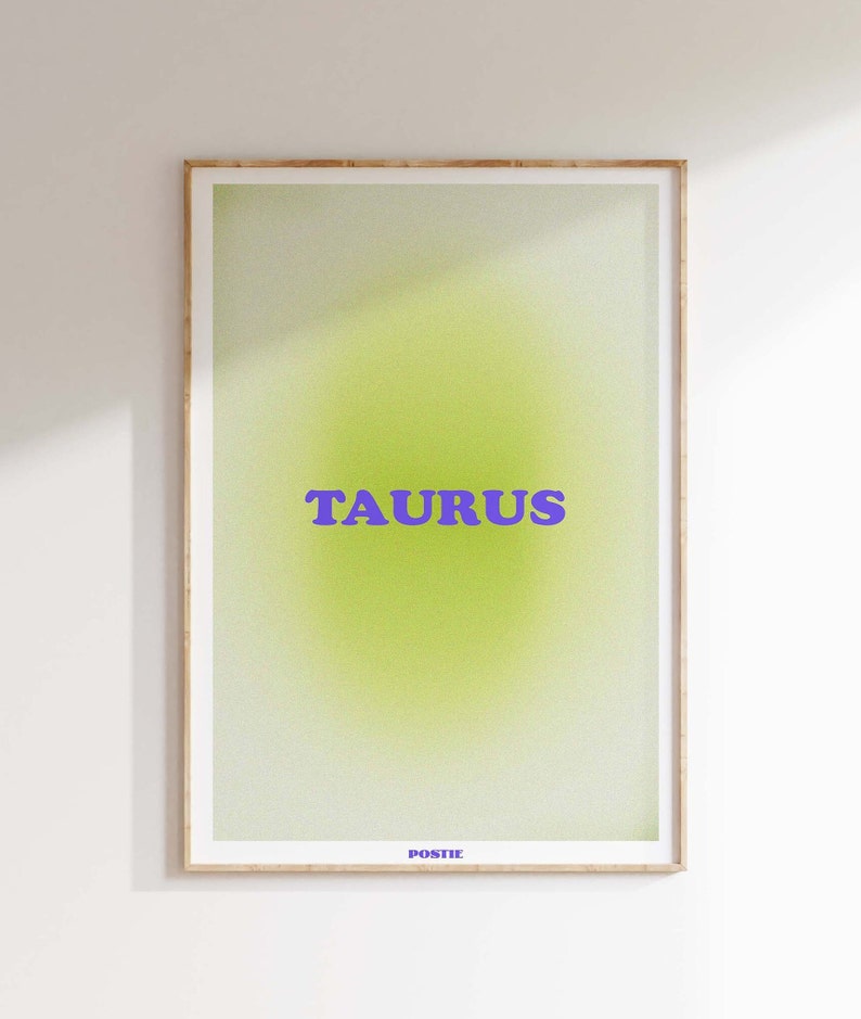 Taurus Green Aura Poster, Gradient Aura Art Print, Taurus Art, Astrology, Star Sign, Wall Art Print, Digital Poster, Printable image 3