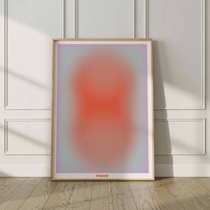 Aura Poster Print, Peach Gray Aura Gradient, Wall Art Print, Digital Poster, Printable