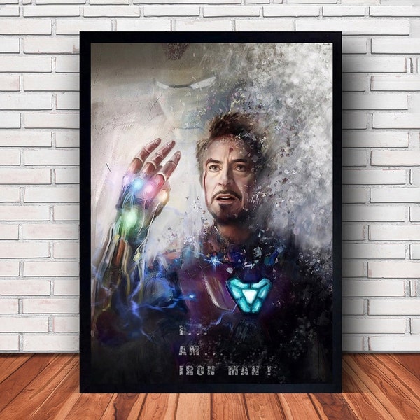 Avengers Iron Man Movie Poster Canvas Wall Art Family Decor, Home Decor,Frame Option