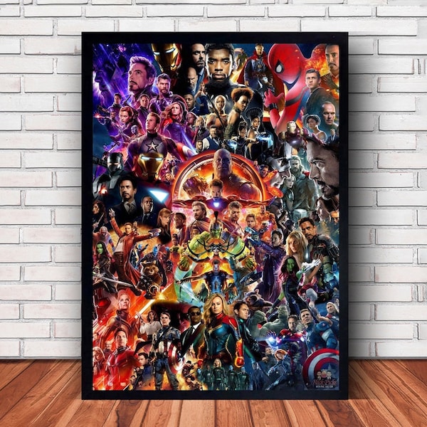 Avengers Movie Poster Canvas Wall Art Family Decor, Home Decor,Frame Option