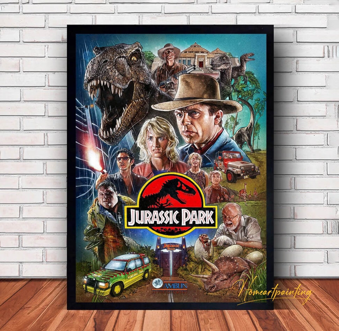 Jurassic Park Movie Poster Canvas Wall Art Family Decor, Home Decor