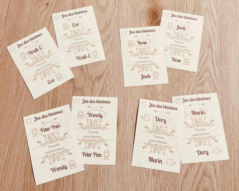 Mariage Jeu des binômes à imprimer - Etsy France