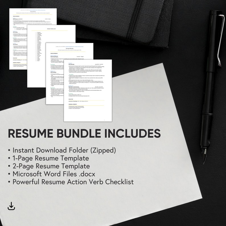 Marketing Resume Template for Word | Printable CV Template for Word