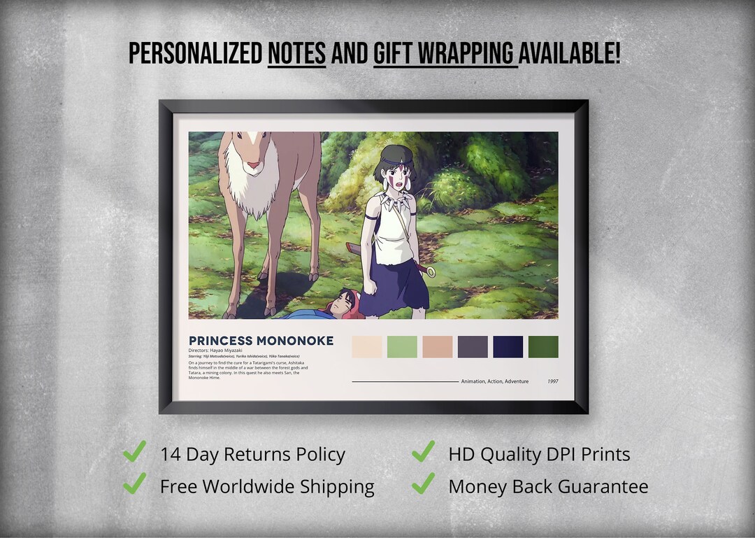 Princess Mononoke Film Poster colour Palette Edition - Etsy