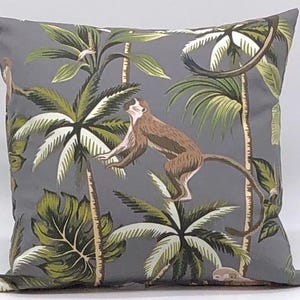 Monkey grey cushion / cushion cover 17”x 17” jungle safari