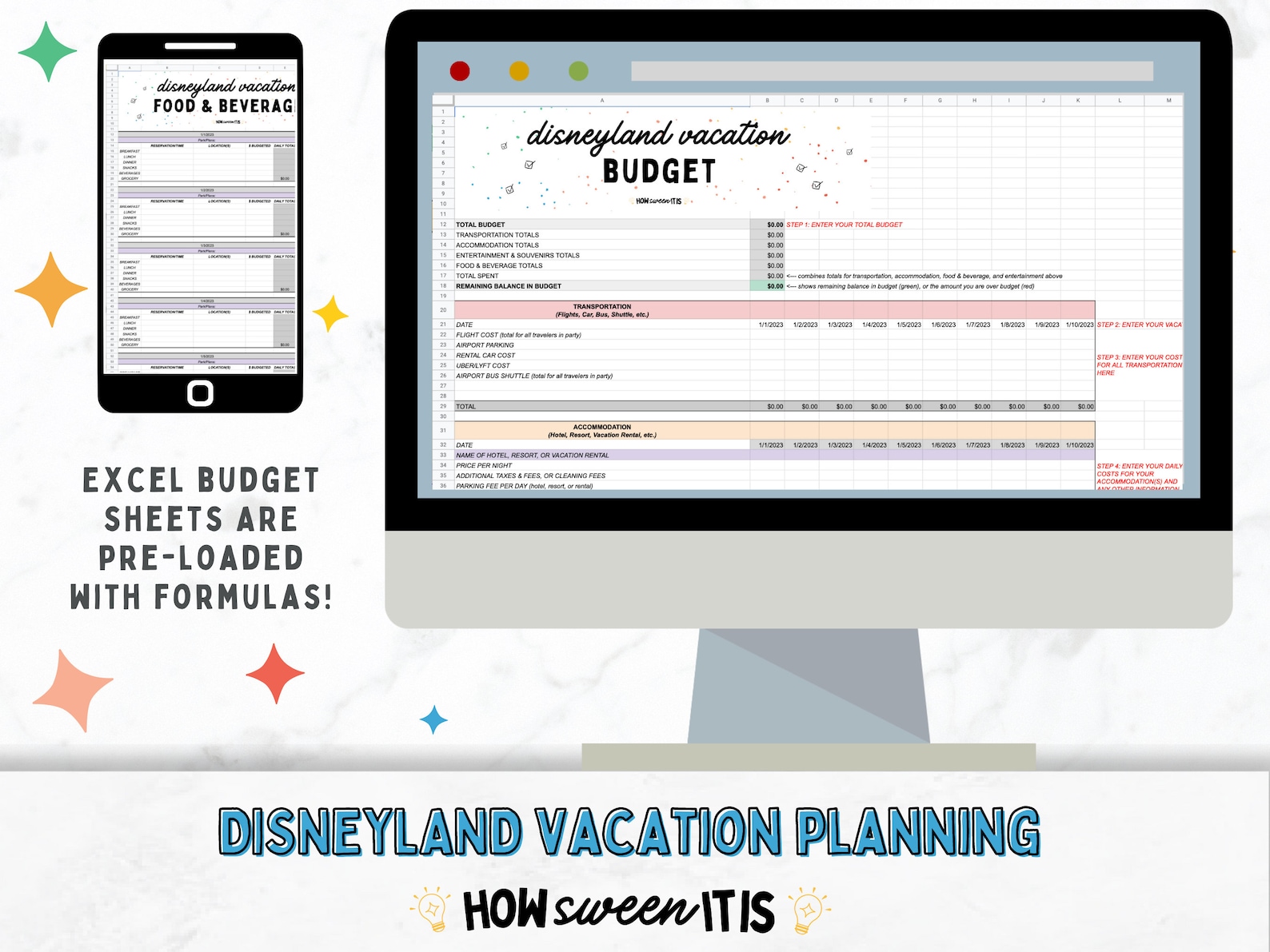 Disneyland Vacation Planning Budget Sheets | Disneyland Budget ...