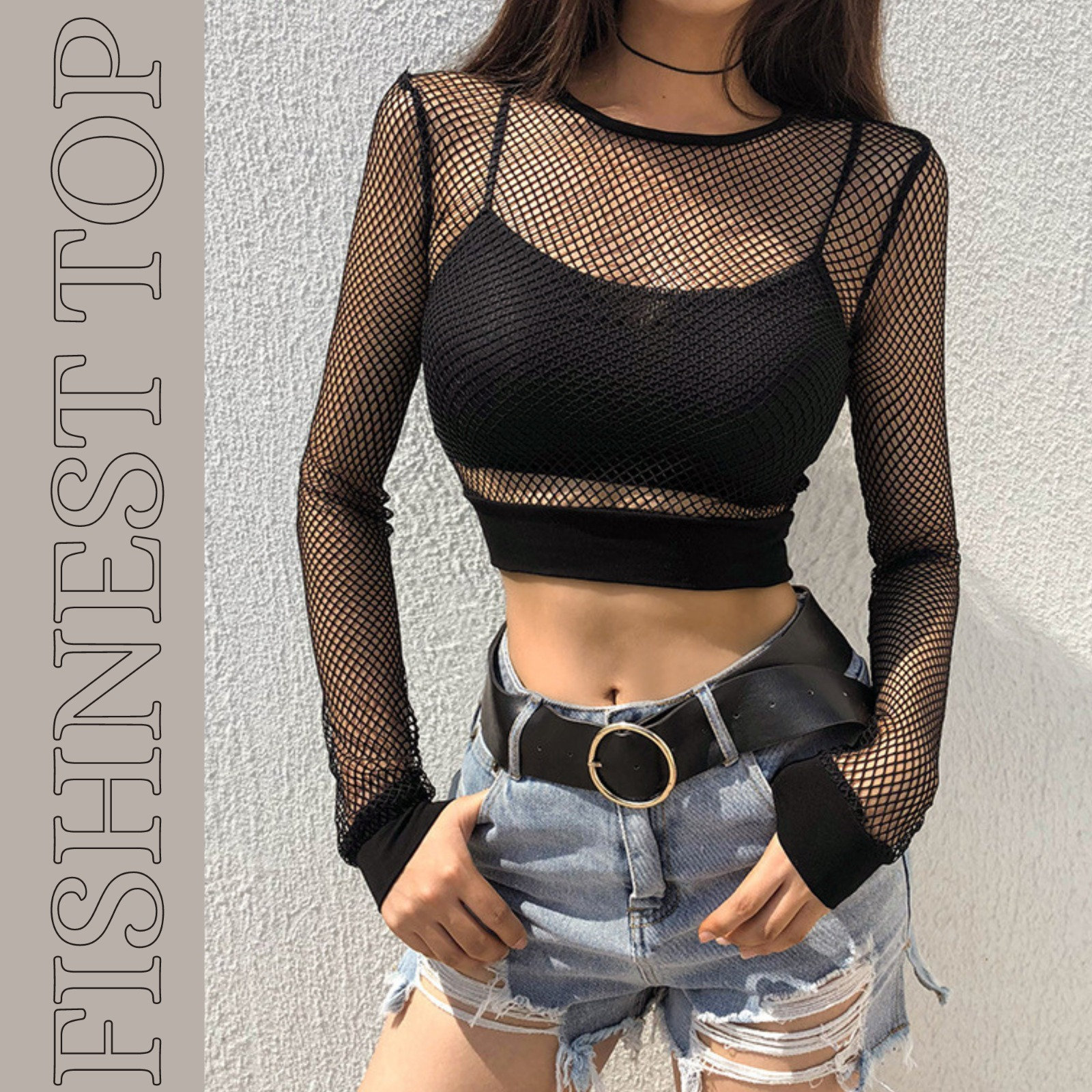 Plus size on sale fishnet shirt