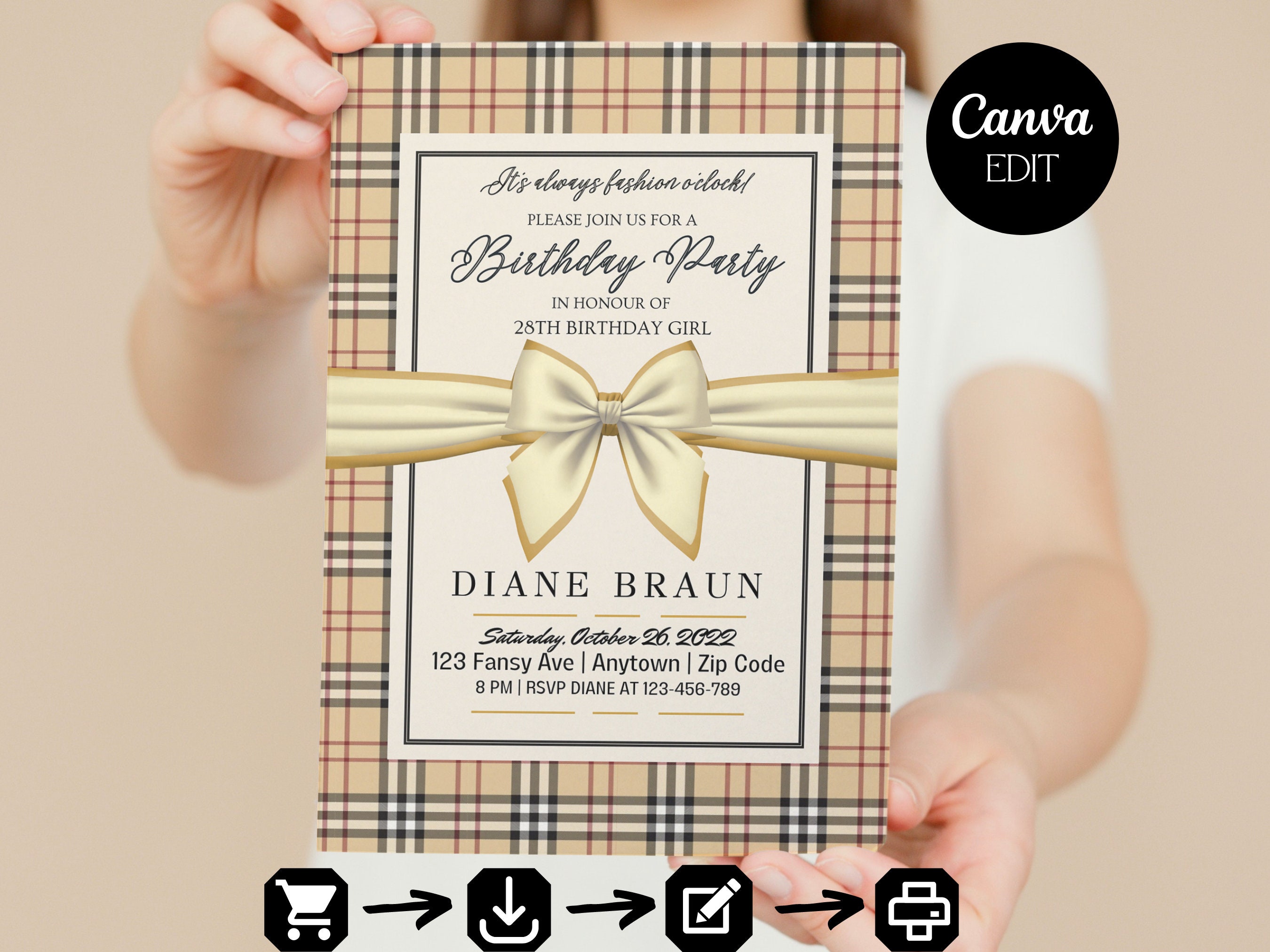 Classy & Chic Birthday Party Invitation Template for Her, Designer